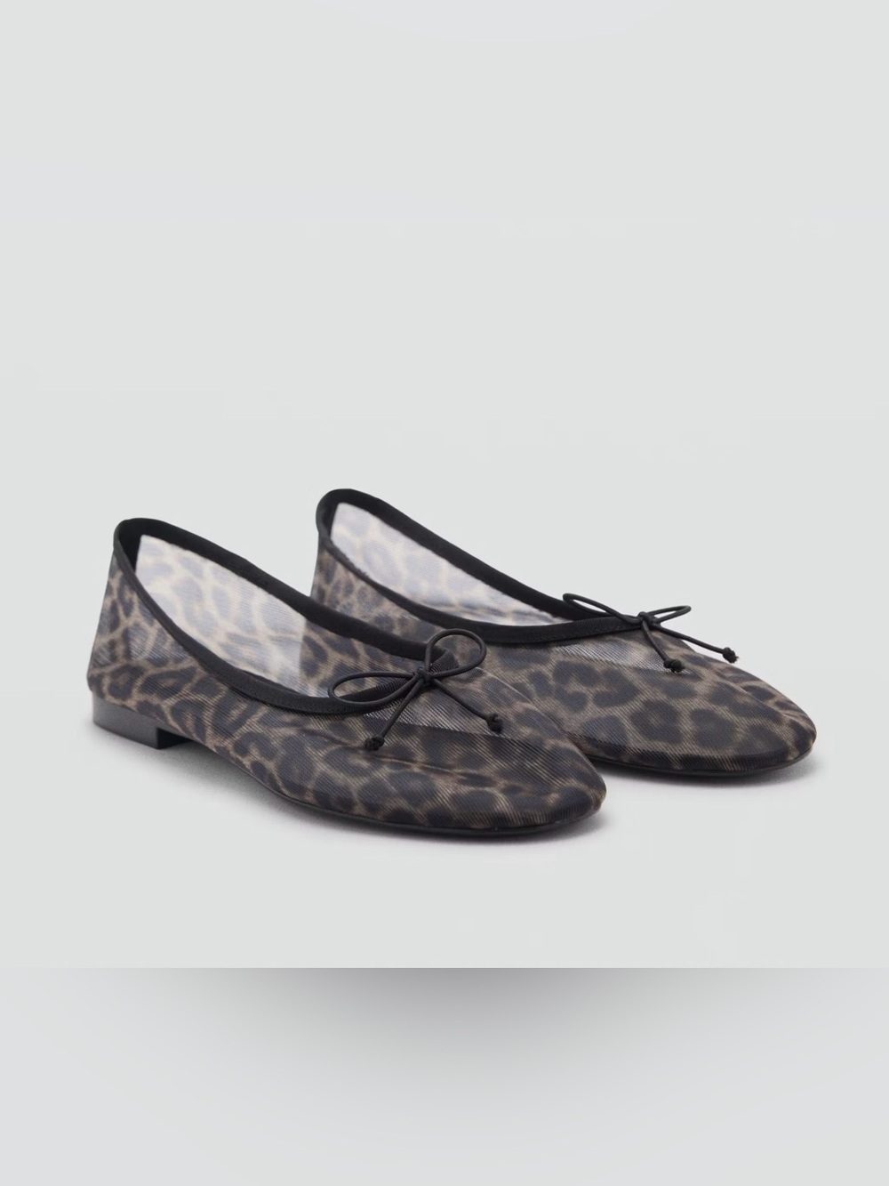 MANGO Women’s Leopard Print Mesh Ballet Flats